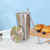 17 oz doppelwandiger, isolierter Trinkbecher aus Edelstahl mit Deckel und Strohhalmen
