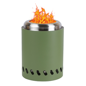 Stand de 8,5 pouces sans fumée en acier inoxydable Pit de feu pour camping, feuille de bois extérieur et patio - feu de joie portable alimenté en pastille, 2,3 lb