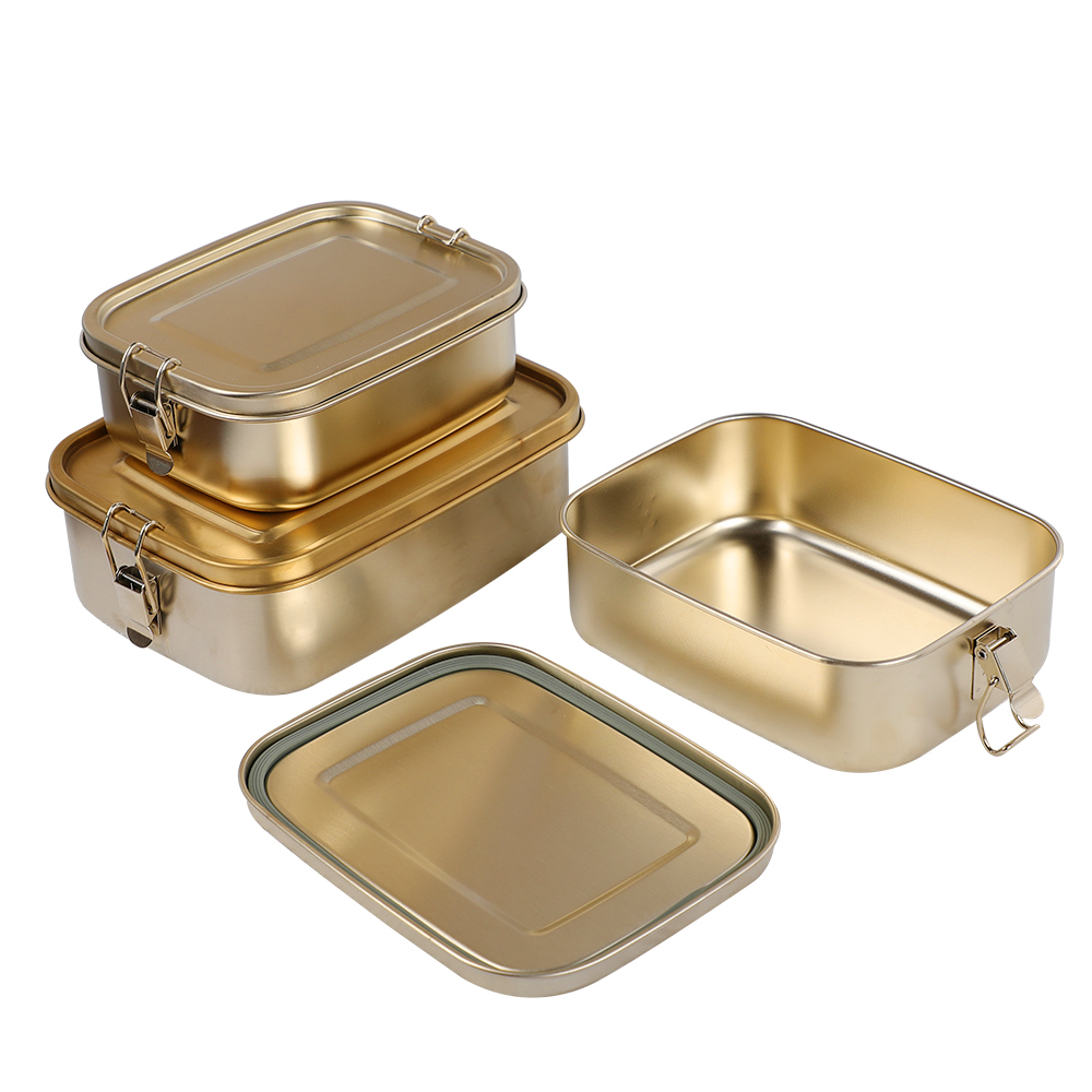 Bo&icirc;te &agrave; Bento en acier inoxydable plaqu&eacute; or, bo&icirc;te &agrave; d&eacute;jeuner thermique