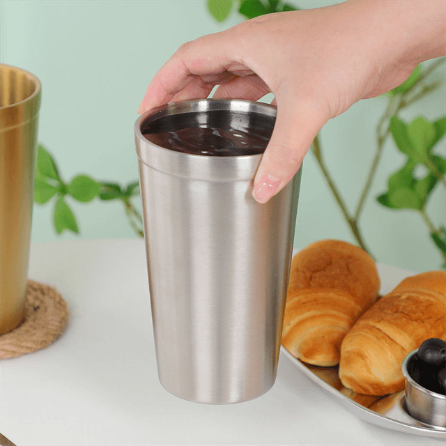 304 vlekvrye staal bierbeker Stapelbare dubbelwandige koffiebeker Herbruikbare metaal bierbekers beker