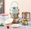 ဇွန်းနှင့် လူသုံးများပါသော 2 Tier Round Bento Lunch Box