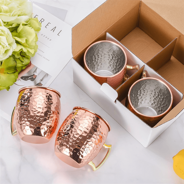 Měděn&yacute; hrnek Čist&yacute; měděn&yacute; š&aacute;lek ručně vyroben&yacute; s malovan&yacute;m tlučen&yacute;m povrchem Hladk&eacute; kulat&eacute; rty Ergonomick&aacute; rukojeť s pevn&yacute;m &uacute;chopem