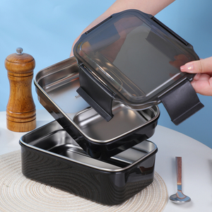 25.3oz All-in-One 2 Layers Large Style Stackable Bento Lunch Box para sa Matanda