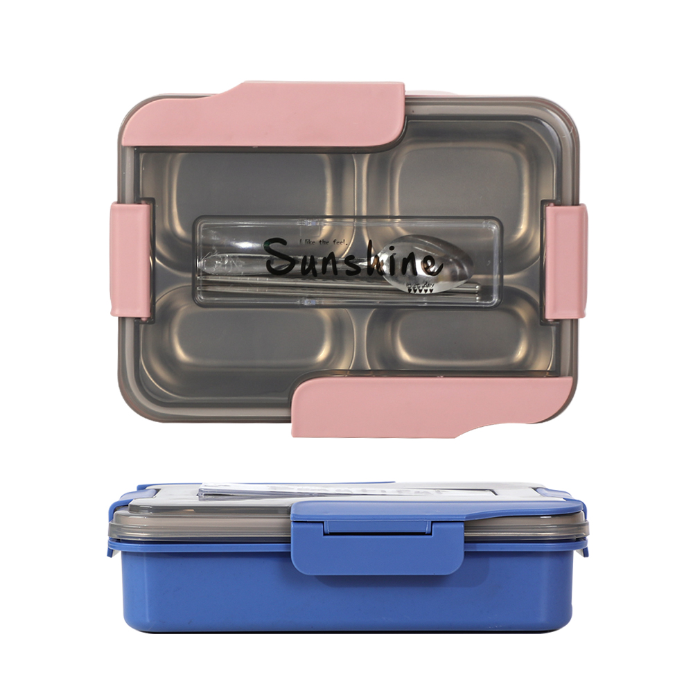 직사각형 스테인리스 스틸 용기 누출 방지 도시락(칼붙이 포함) 