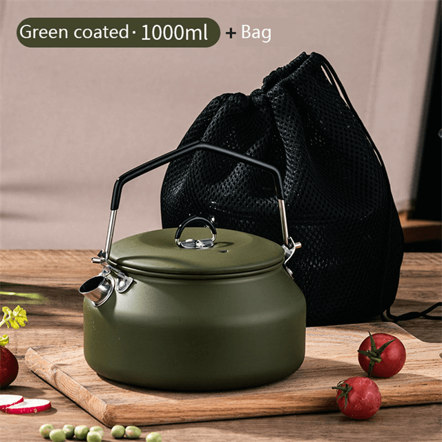 Φορητό Υπερελαφρύ Ανοξείδωτο Χάλυβα 304 Υπαίθριος Βραστήρας Ταξιδιού Βραστήρας τσαγιού με χερούλια Τσάντα μεταφοράς για Κάμπινγκ Πεζοπορίας σε σακίδιο