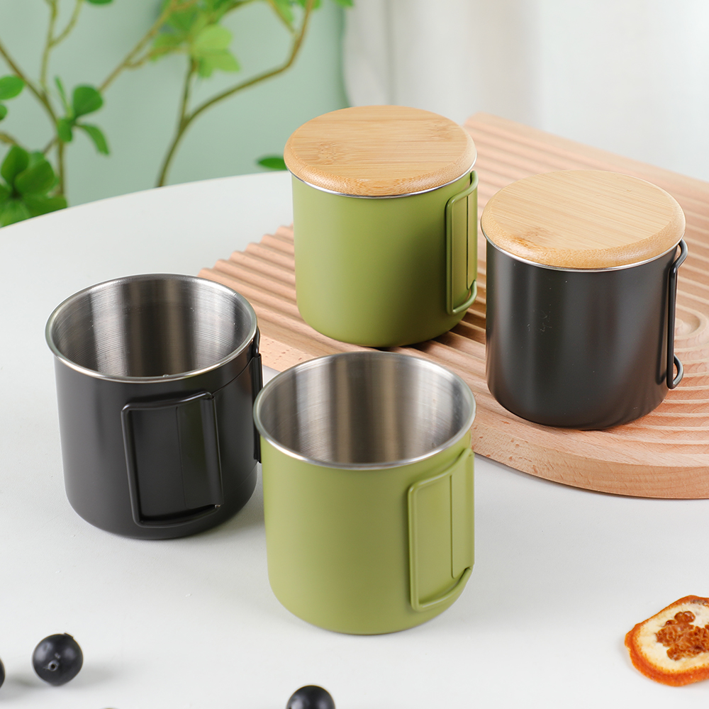 Kupa kampingu me kapak bambu prej &ccedil;eliku t&euml; pandryshksh&euml;m Kupa jasht&euml; vendit me dorez&euml; t&euml; palosshme 