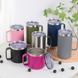 Tazza da caff&egrave; da viaggio isolata sottovuoto in acciaio inossidabile a doppia parete con manico e coperchio a tenuta stagna