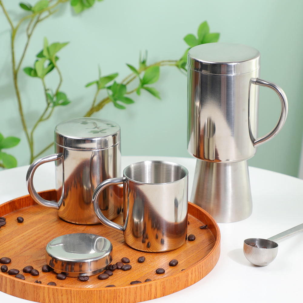 Экологичная пивная мета из нержавеющей стали 8/18 без BPA с изоляцией и ручкой и крышкой