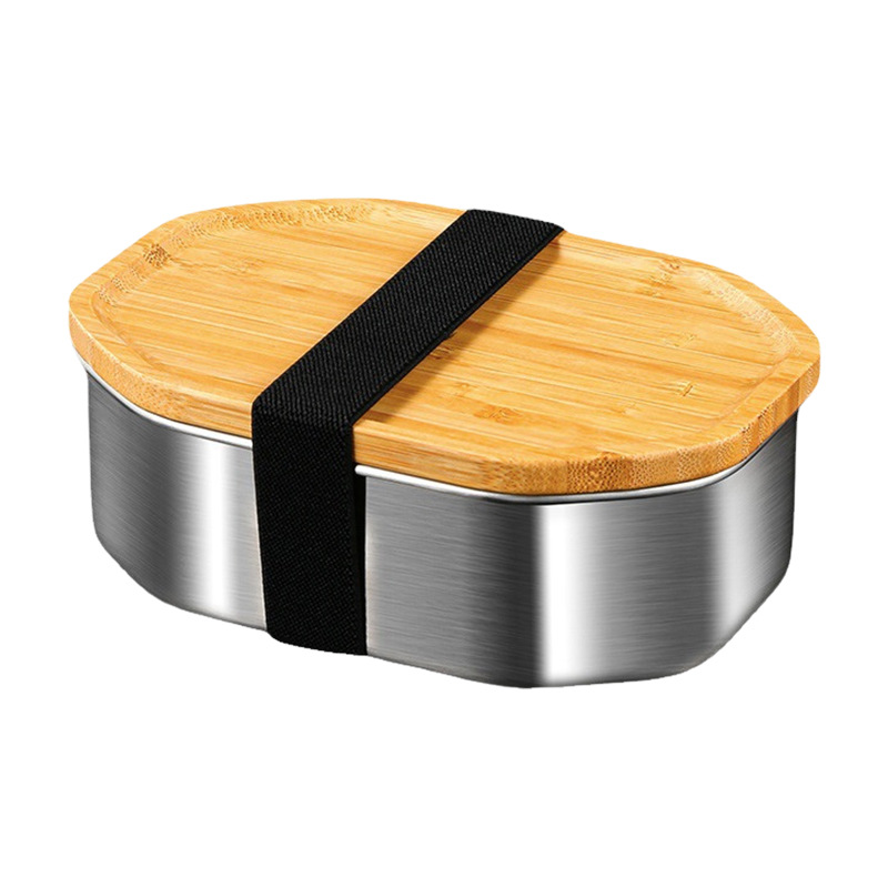 800ml Octagonal Stainless Steel Lunch Box Bento Container na may Takip ng Bamboo