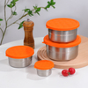 सिलिकॉन ढक्कन के साथ गोल स्टेनलेस स्टील कंटेनर लीकप्रूफ धातु खाद्य भंडारण कंटेनर