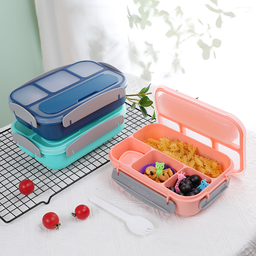 Lancheira de 4 compartimentos 1300ML para crian&ccedil;as ou adultos inclui utens&iacute;lios