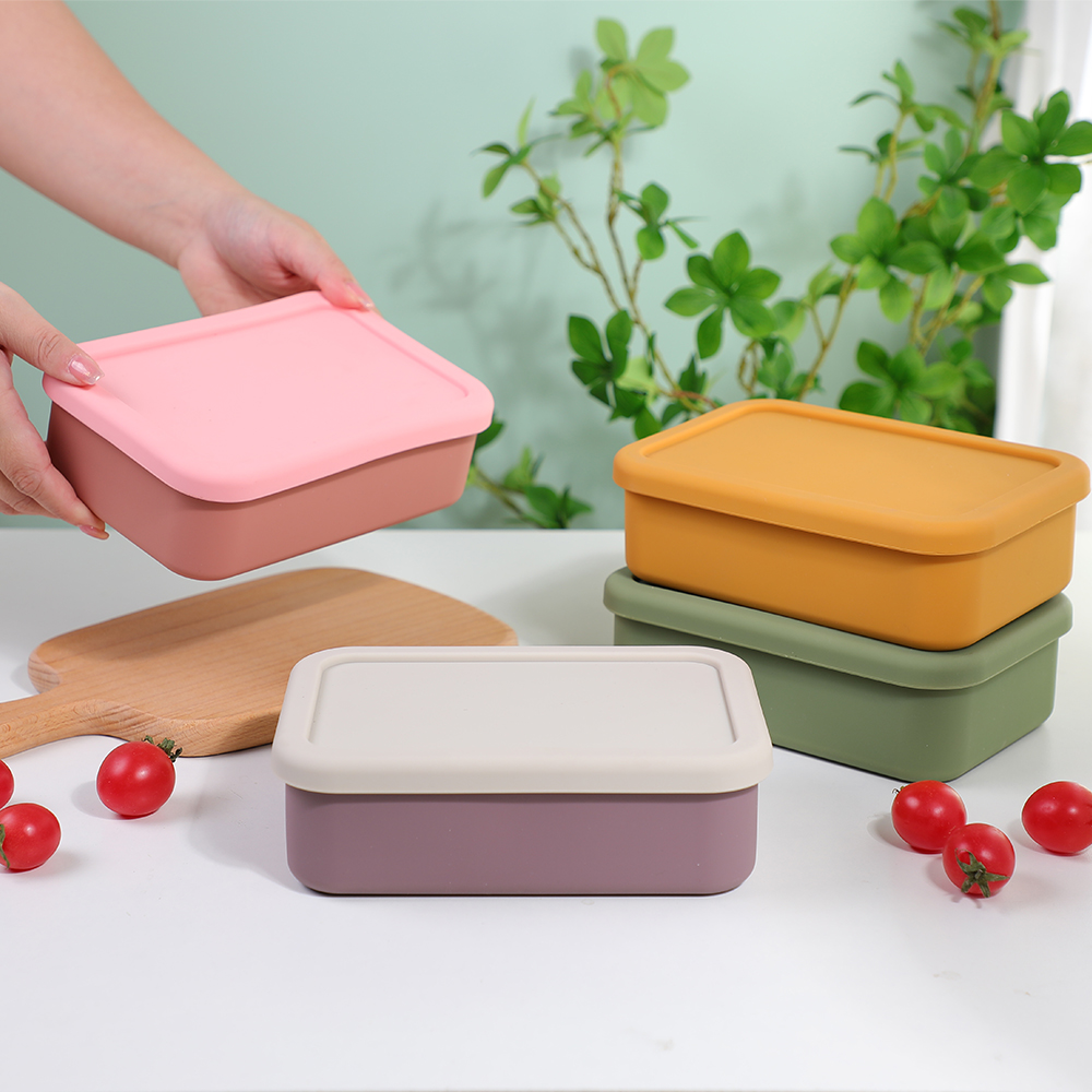 Silikoni Bento Box Uudelleenk&auml;ytett&auml;v&auml; 3 lokero silikoni Bento Lounass&auml;ili&ouml; kannella