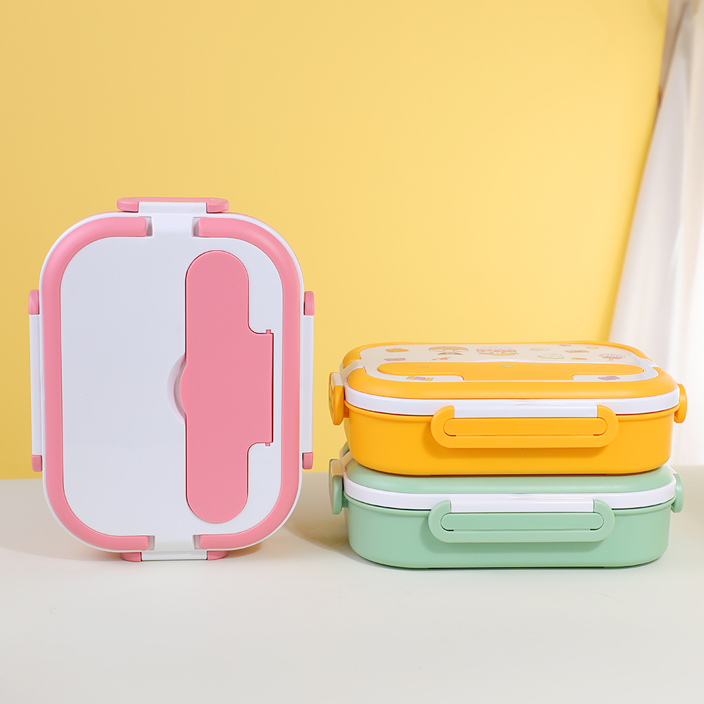 ຕູ້ບັນຈຸອາຫານພາດສະຕິກ BPA ຟຣີແບບພົກພາ ກ່ອງອາຫານທ່ຽງພ້ອມເຄື່ອງຕັດສຳລັບເດັກນ້ອຍ