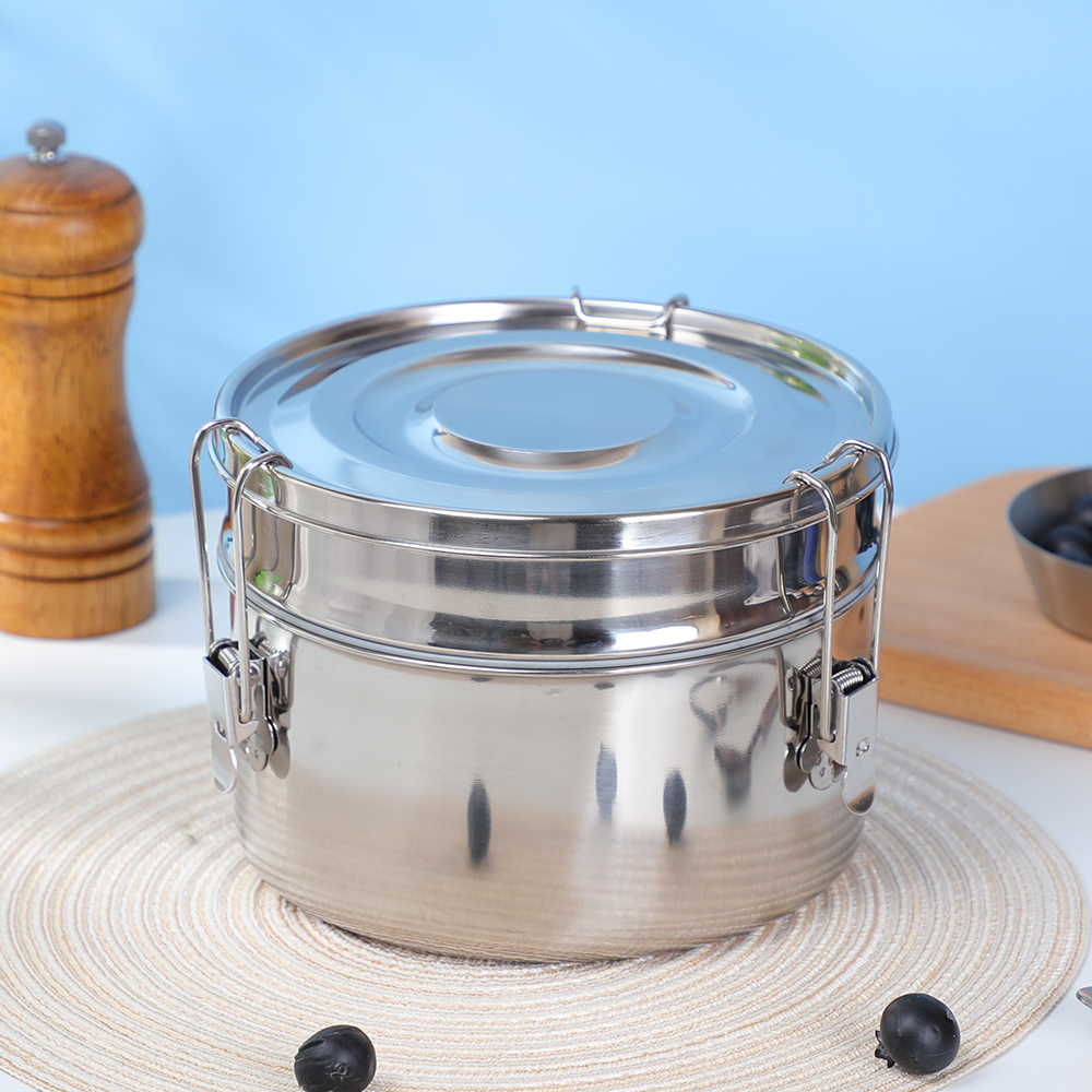 ዙር 2 የንብርብሮች ትልቅ ስታይል ሊቆለል የሚችል የቤንቶ ምሳ ሳጥን