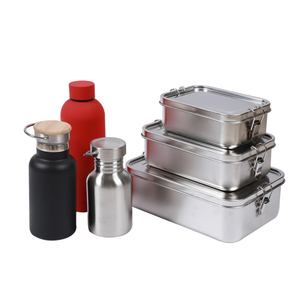 304 Edelstahlbeh&auml;lter, auslaufsichere Lunchbox mit Wasserflaschenbecher